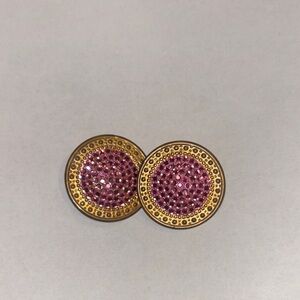 Elegant Gold and Pink Clip-on Earrings signed by Richard Kerr